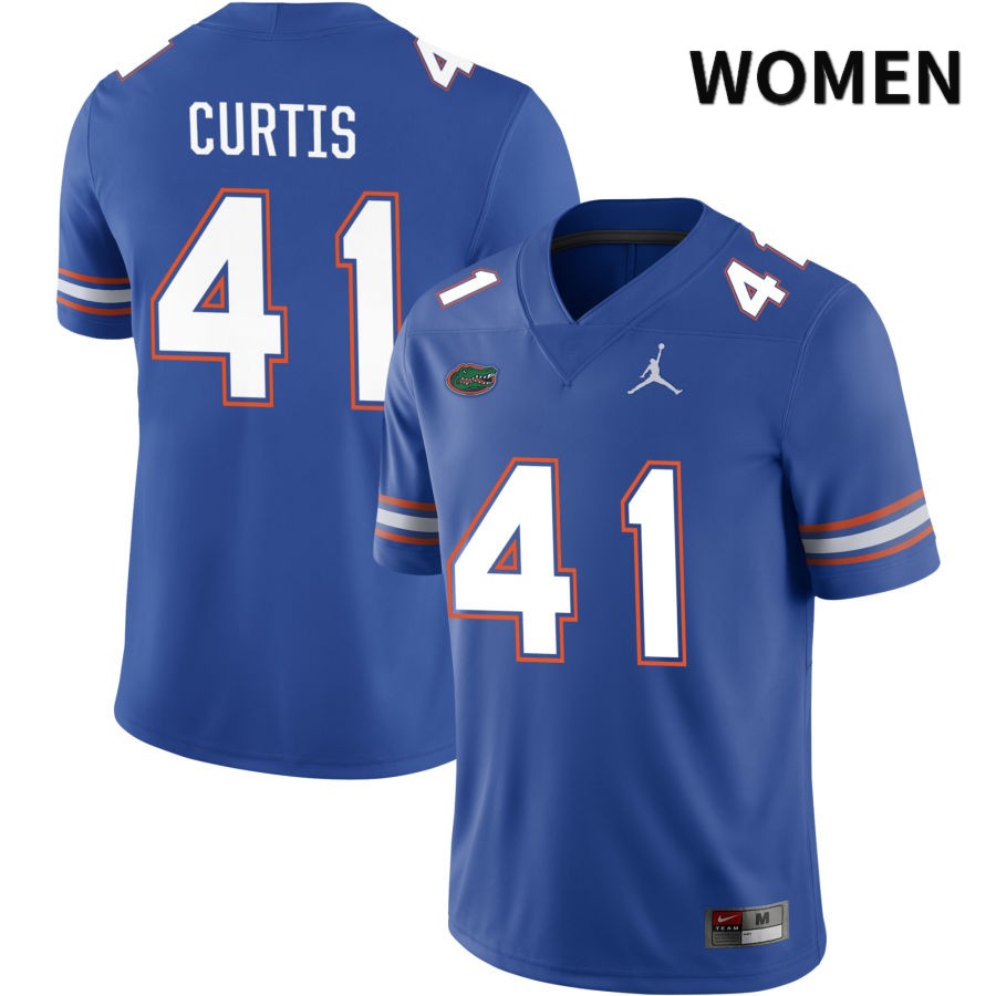 NCAA Florida Gators Justin Curtis Women's #41 Jordan Brand Royal 2022 NIL Stitched Authentic College Football Jersey CNS7464AD